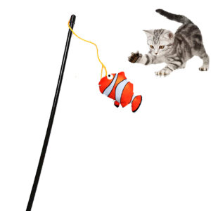 Varita Varilla Juguete Gato Pescado Naranja 46 cm