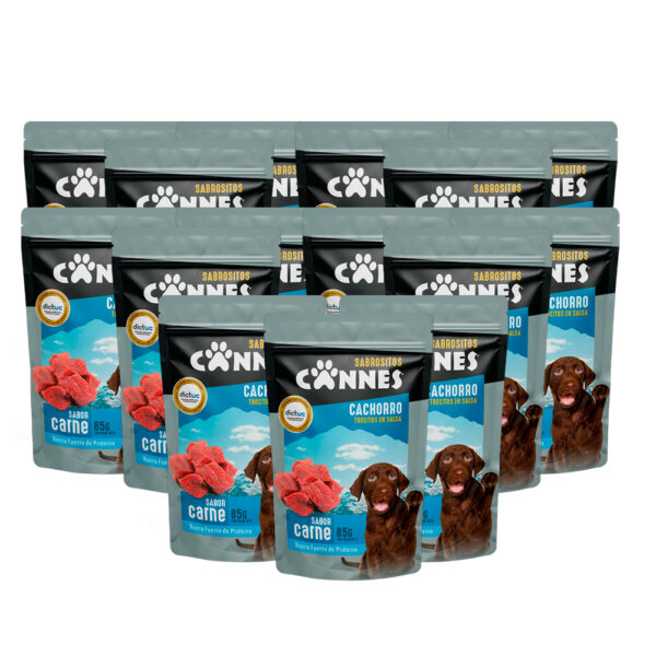 Caja Sachet Cannes Cachorro Carne 85 GR 24 Unidades - Imagen 2