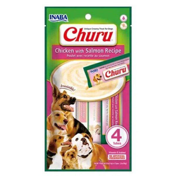 Caja Churu Dog Chicken Salmón 6 Sachets 4 Tubos (USA613)