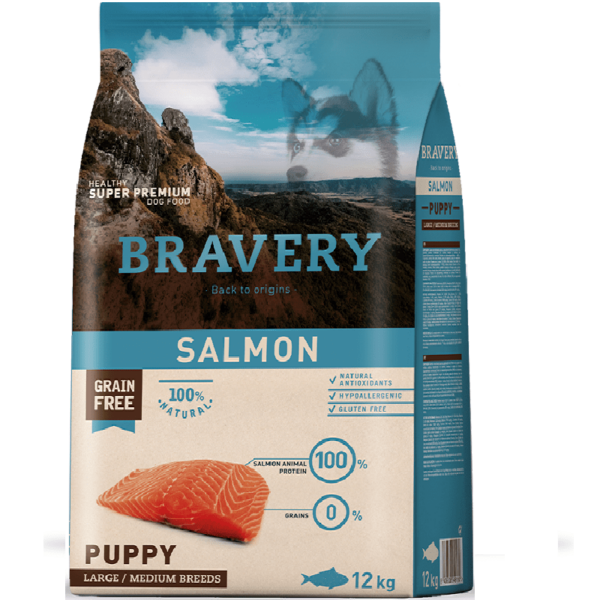 Bravery Salmón Puppy Large Medium Breeds 4 KG