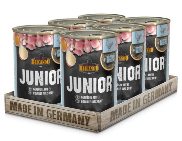 Belcando Perro Lata Junior Ave y Huevo Cachorro 400 GR 6 Unidades