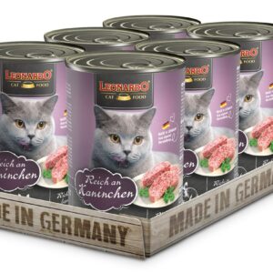 Lata Leonardo Gato Quality Selection Adulto Conejo 400GR x6 Unidades