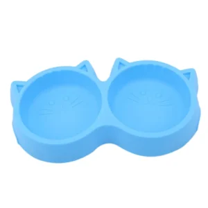 Plato Doble Diseño Gato Color Celeste (582)