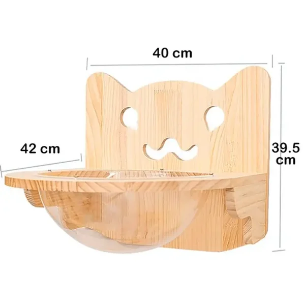 Cama Repisa Madera Interactiva Forma Gato Con Cúpula 40cm (KF8817) - Imagen 2