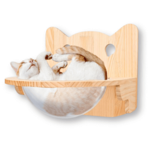 Cama Repisa Madera Interactiva Forma Gato Con Cúpula 40cm (KF8817)