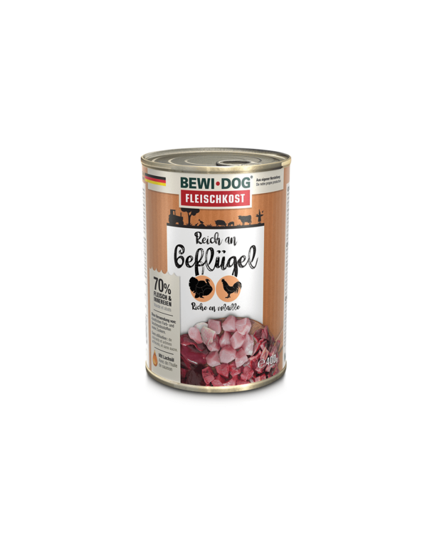 Lata BewiDog Rico en Aves 400 GR