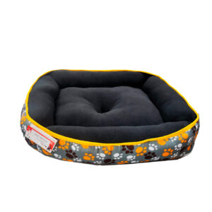 Cama Mascotas Rectangular Gris Patitas 65CM