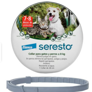 Collar Antipulgas y Garrapatas - Seresto Gato y Perro Hasta 8 KG (8 meses de duración)