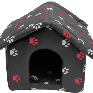 Casa Cama Mascotas Raza Pequeña Negra Huesitos (77069)