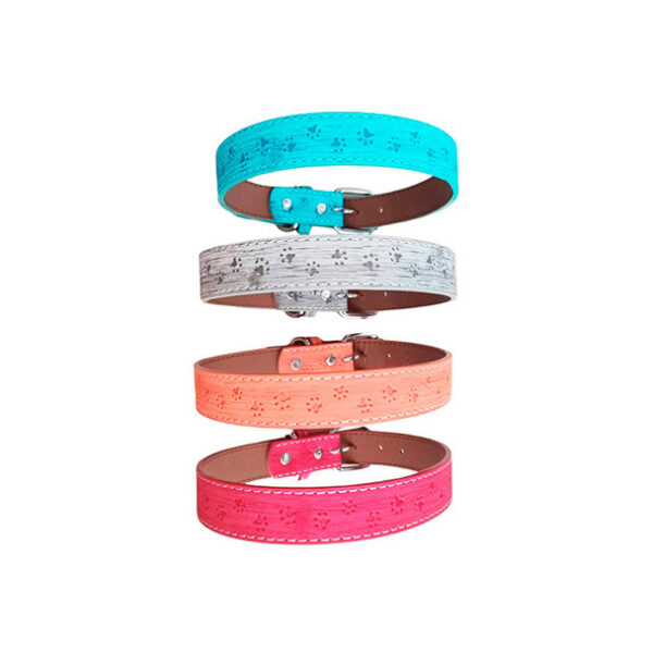 Collar Eco Cuero Patitas Colores 1.5 cm (KX4220)
