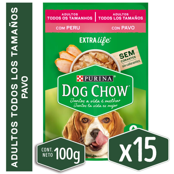 Sachet Dog Chow Todos los Tamaños Pavo x15