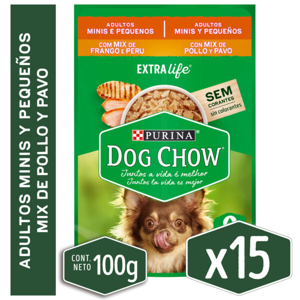 Sachet Dog Chow Raza Pequeña Pollo-Pavo x15