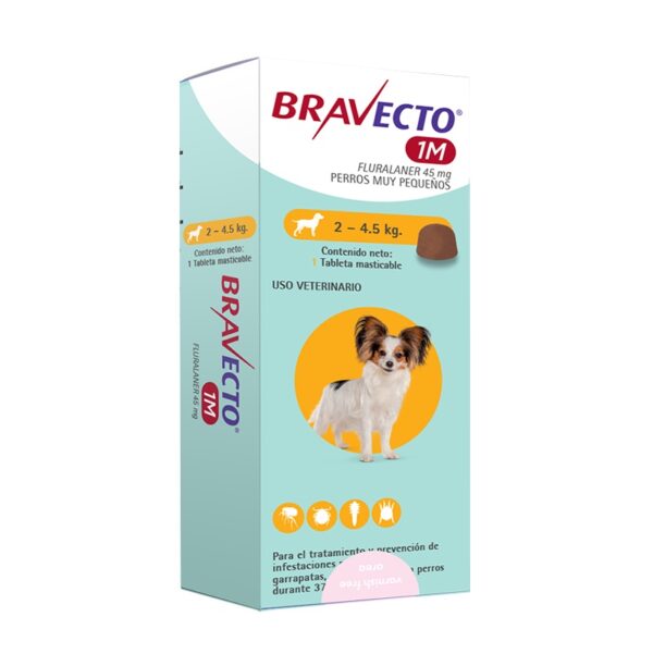 Bravecto Perro 2  a 4.5 KG 1 Mes de duración