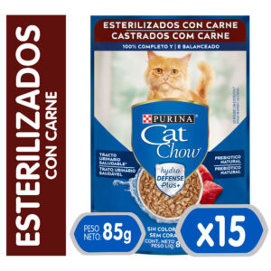 Sachet Cat Chow Esterilizados Carne x15