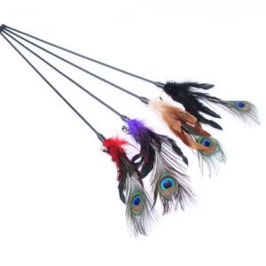 Varilla Varita para Gatos con Plumas 30 cm - Juguete Interactivo Colores Surtidos