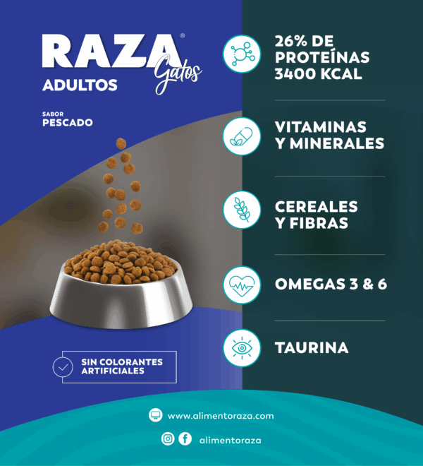 Raza Gato Pescado 10 KG +1 KG de Regalo - Rico en Omega 3 - Imagen 2