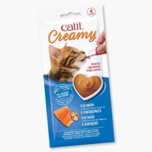 Snack Gato Catit Creamy Cremoso Salmón Camarón 40 GR Unidad (44453