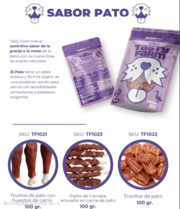 Snack Perro Tasty Farm Trutros de Pato y Hueso de Calcio (TF1021) - Imagen 3