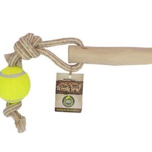 Juguete para perro Palo de Madera con Cuerda Pelota S Woody (D069S)