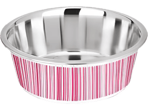Plato Perro Kumar Rayas Rosa 750 ml (KL-22052)