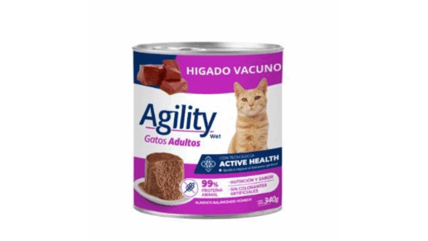 Lata Agility Gato Adulto Hígado Vacuno 340 GR