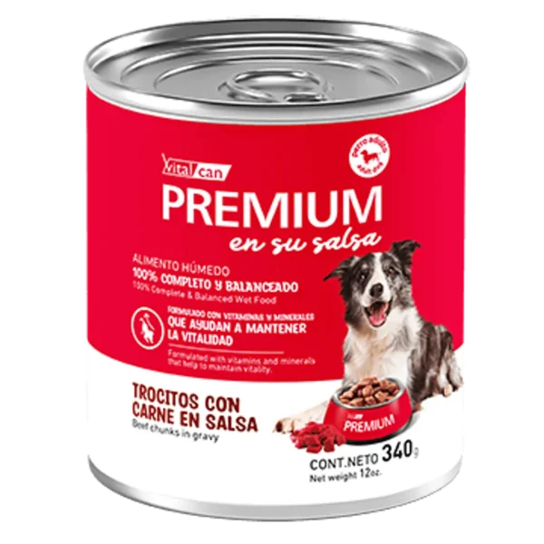 Lata para Perro Vitalcan Premium Sabor Carne 340 GR