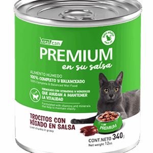 Lata Vitalcan Premium Gato Trocitos Hígado en Salsa 340GR